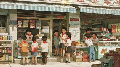 校园大课间的小卖部