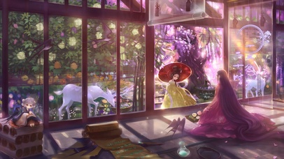 唯美庭院古风少女