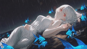 雨天白发氛围少女