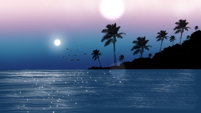 月光下的静谧蓝色海洋