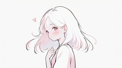 粉色简笔少女