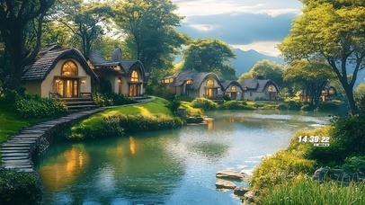 唯美户外溪水房屋