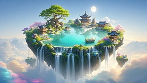 云上湖泊小岛