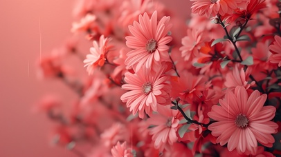 4K 小红花 雨中摇曳