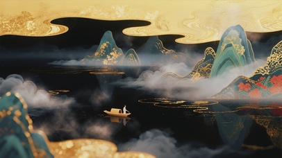 国潮AI青绿山水