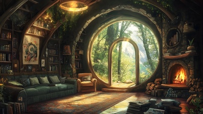 阳光落地大书房