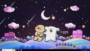 线条小狗看星空—【主题桌面】