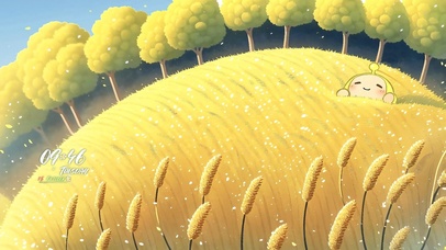 暖秋中小蛋仔的麦田