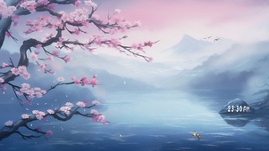 湖边花影