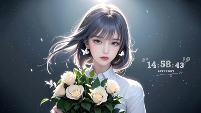 小清新抱花女孩