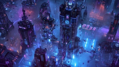 4K炫酷赛博朋克城市夜景