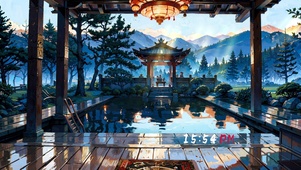 古风山间凉亭