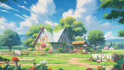 护眼蓝天白云房屋