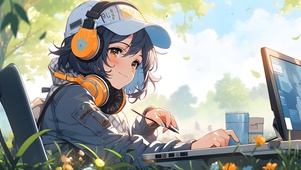 清新 公园自学女孩
