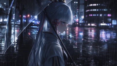 雪墨壁纸丨神里绫华丨雨寂孤身丨