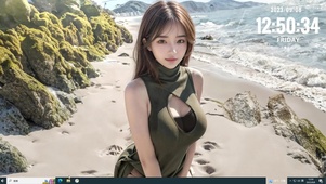 海边长发美少女  纯欲