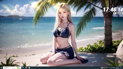 海边银发美少女