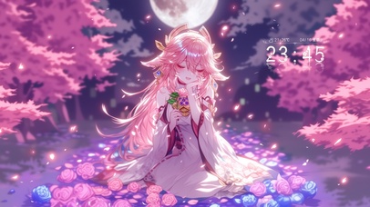 雪墨壁纸丨八重神子丨花好月圆丨