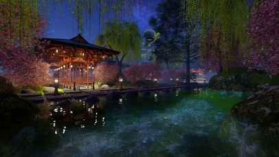 古风庭院桃泉峡