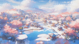 唯美雪中小镇