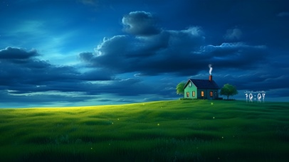 夜空下温馨小屋