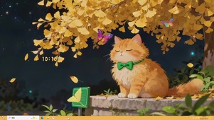 银杏树下的猫咪主题