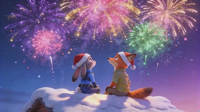 烟花下的朱迪与尼克