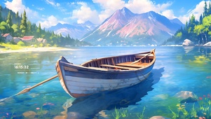 白云森林湖水