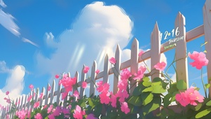 清新栅栏小花