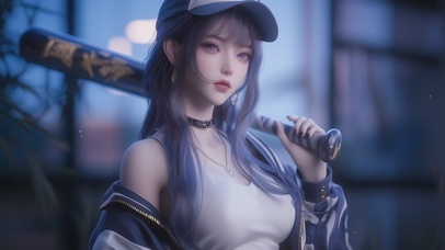 甜美棒球服女孩