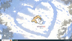 雪天爱心小狗