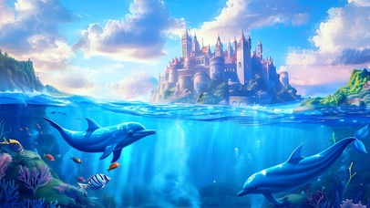 4K海城堡下的海豚