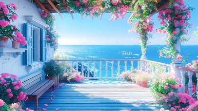 海边玫瑰花小屋