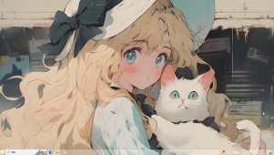 复古旧漫-少女与白猫