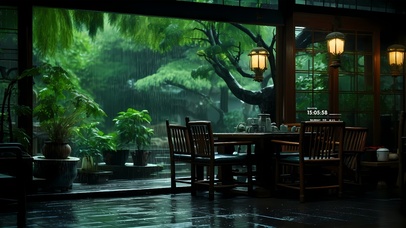 惬意雨中美景  护眼