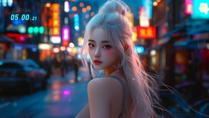 白发丸子头少女