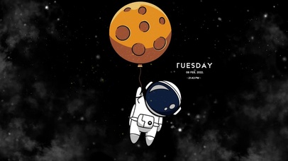 可爱火星热气球太空人