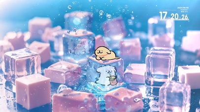 线条狗的梦幻粉色冰块派对