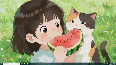 夏天吃西瓜桌面主题