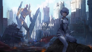 EVA-雨天的绫波丽和零号机