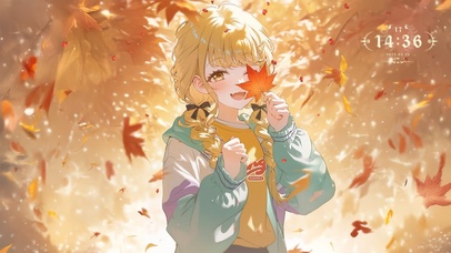 唯美枫叶林少女