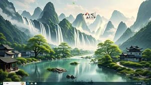 绿色山景鸟鸣森林