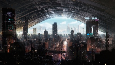 4k 赛博朋克隧道都市 