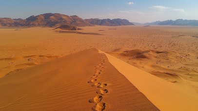 沙漠的旅行者足迹