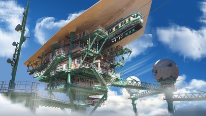 4K唯美治愈日系空中车站