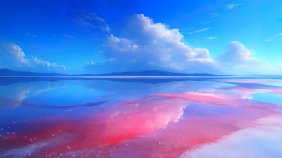 清新粉色盐湖