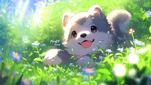 草地慵懒狗狗	
