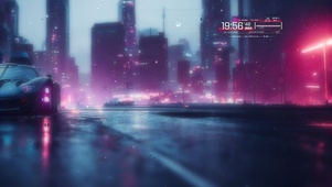 4k雨滴屏赛博朋克都市