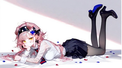 趴着的黑丝少女-澄闪