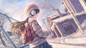 冬天雪景女孩